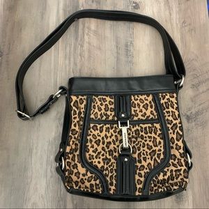 Nine West Leopard Print Brown Black Crossbody Bag